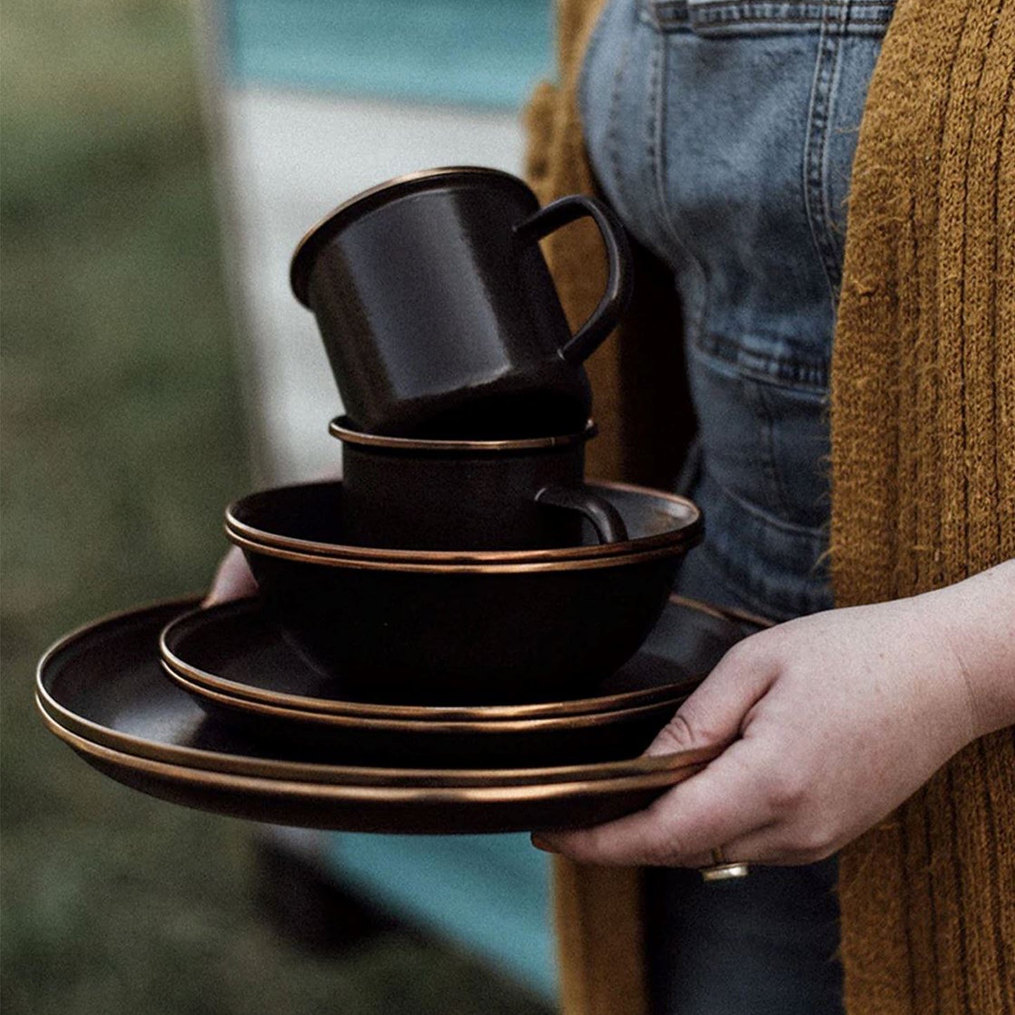 Enamelware Dining Camper Van Collection - CHARCOAL