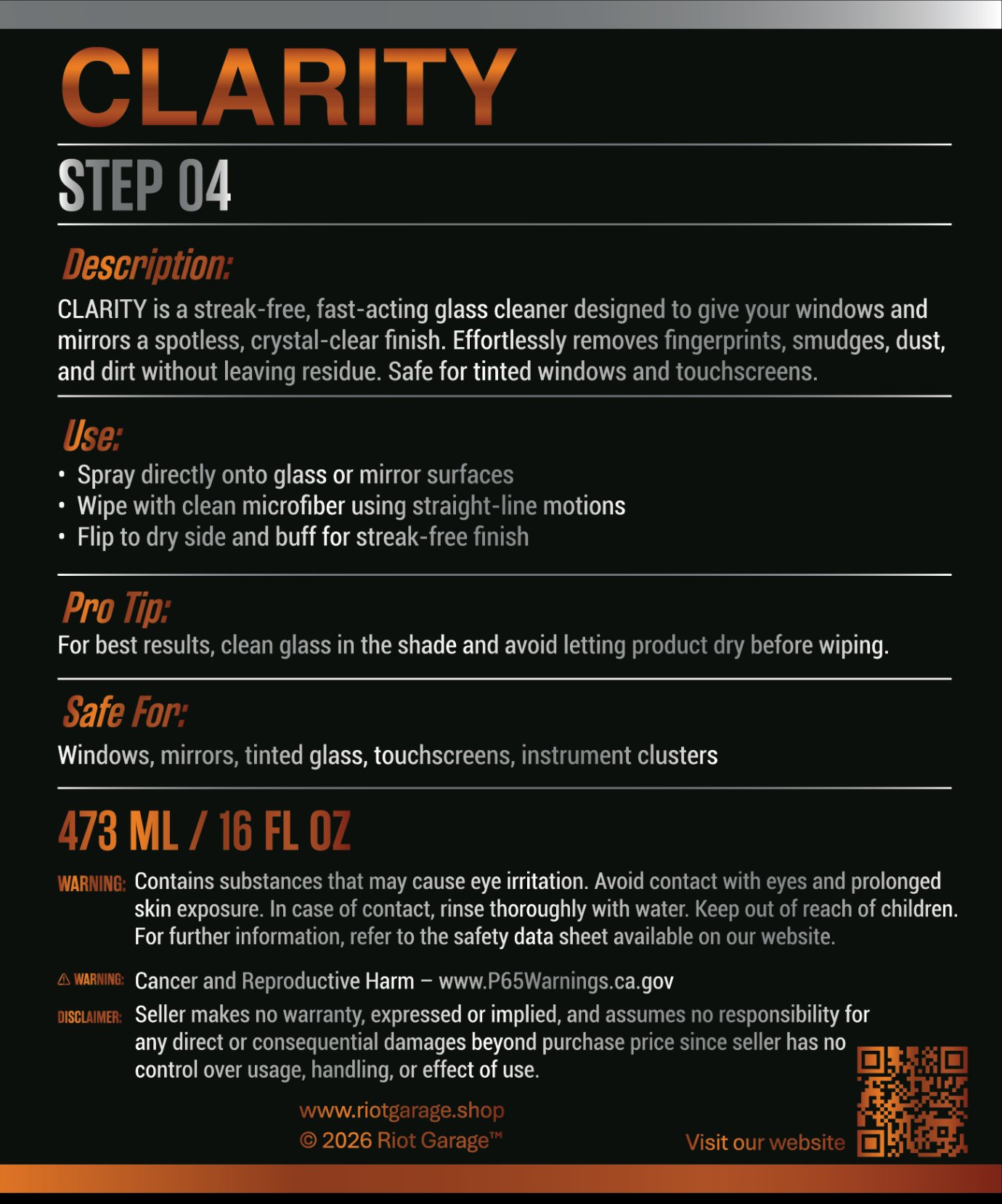 Step 04: CLARITY - Glass Cleaner