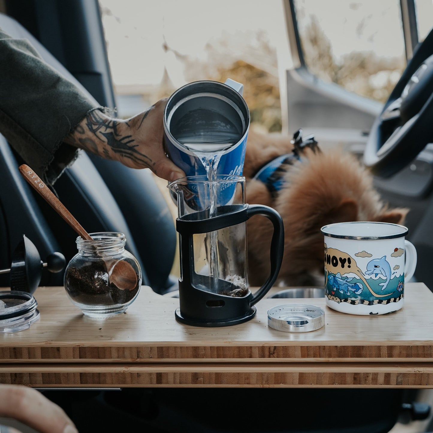 Bamboo Folding Table with Cup Holders