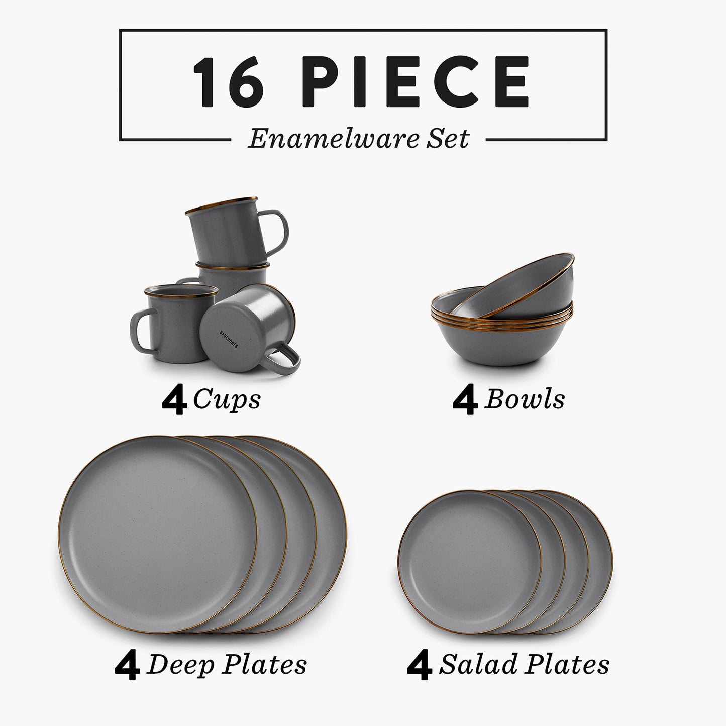 Enamelware Dining Camper Van Collection - SLATE GRAY