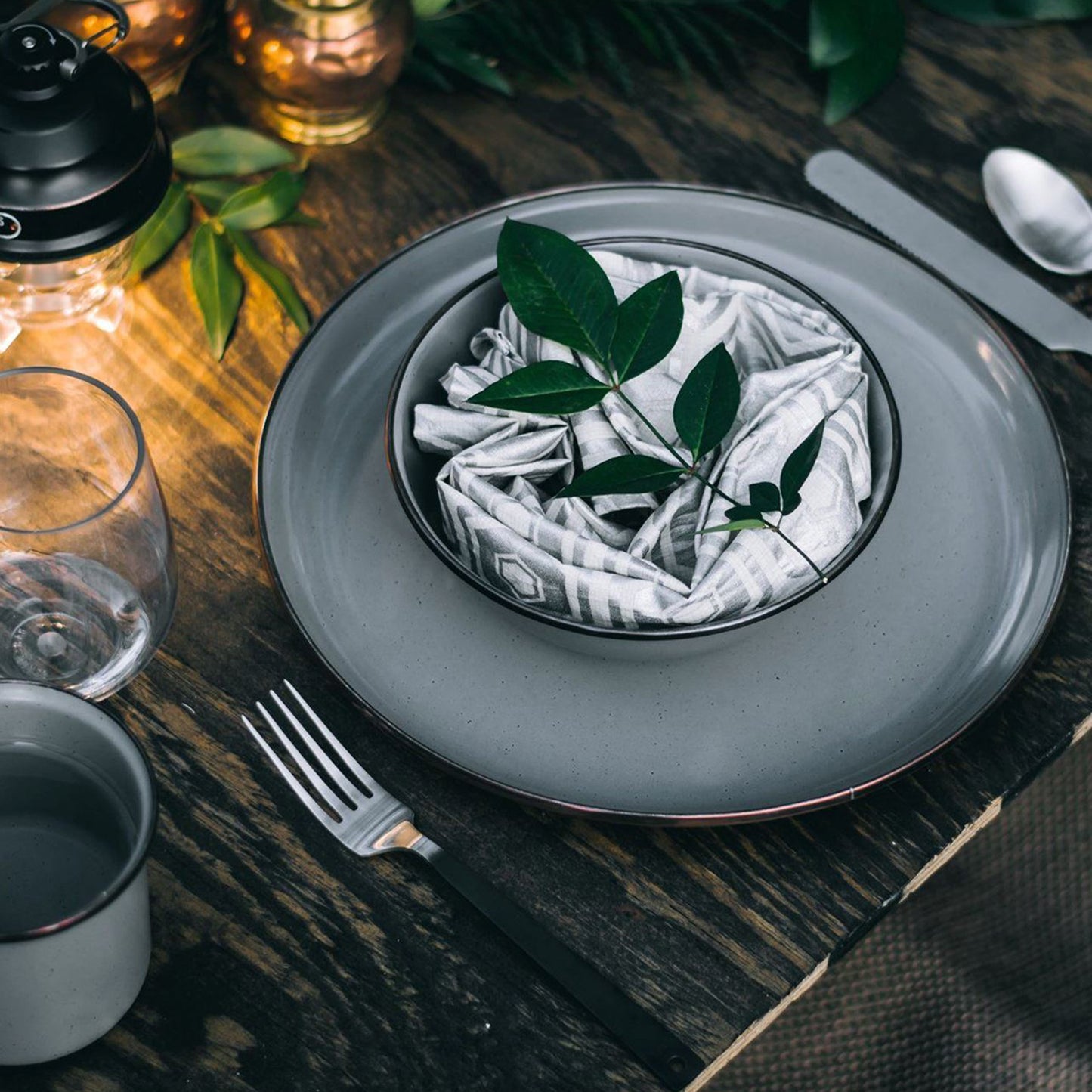 Enamelware Dining Camper Van Collection - SLATE GRAY