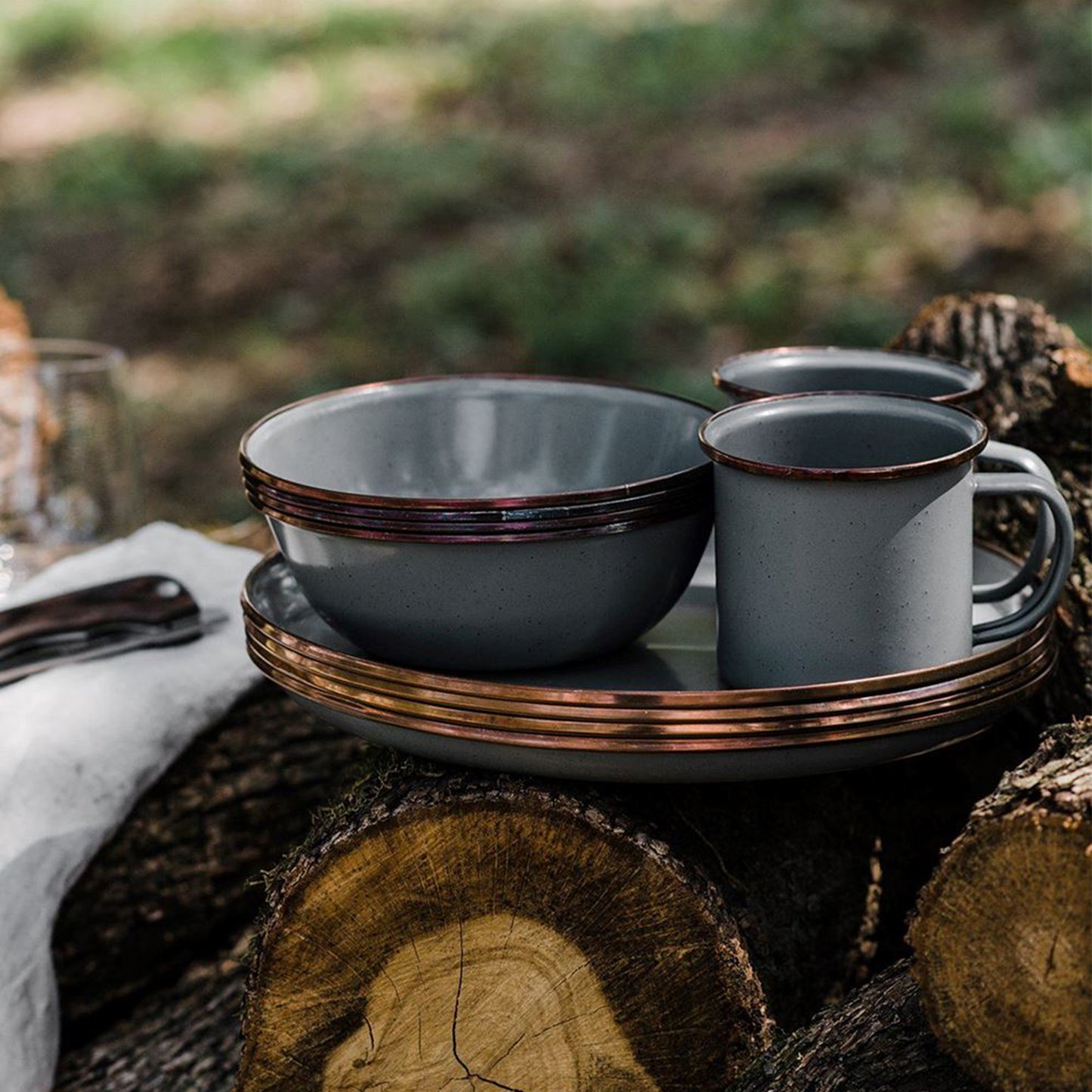 Enamelware Dining Camper Van Collection - SLATE GRAY