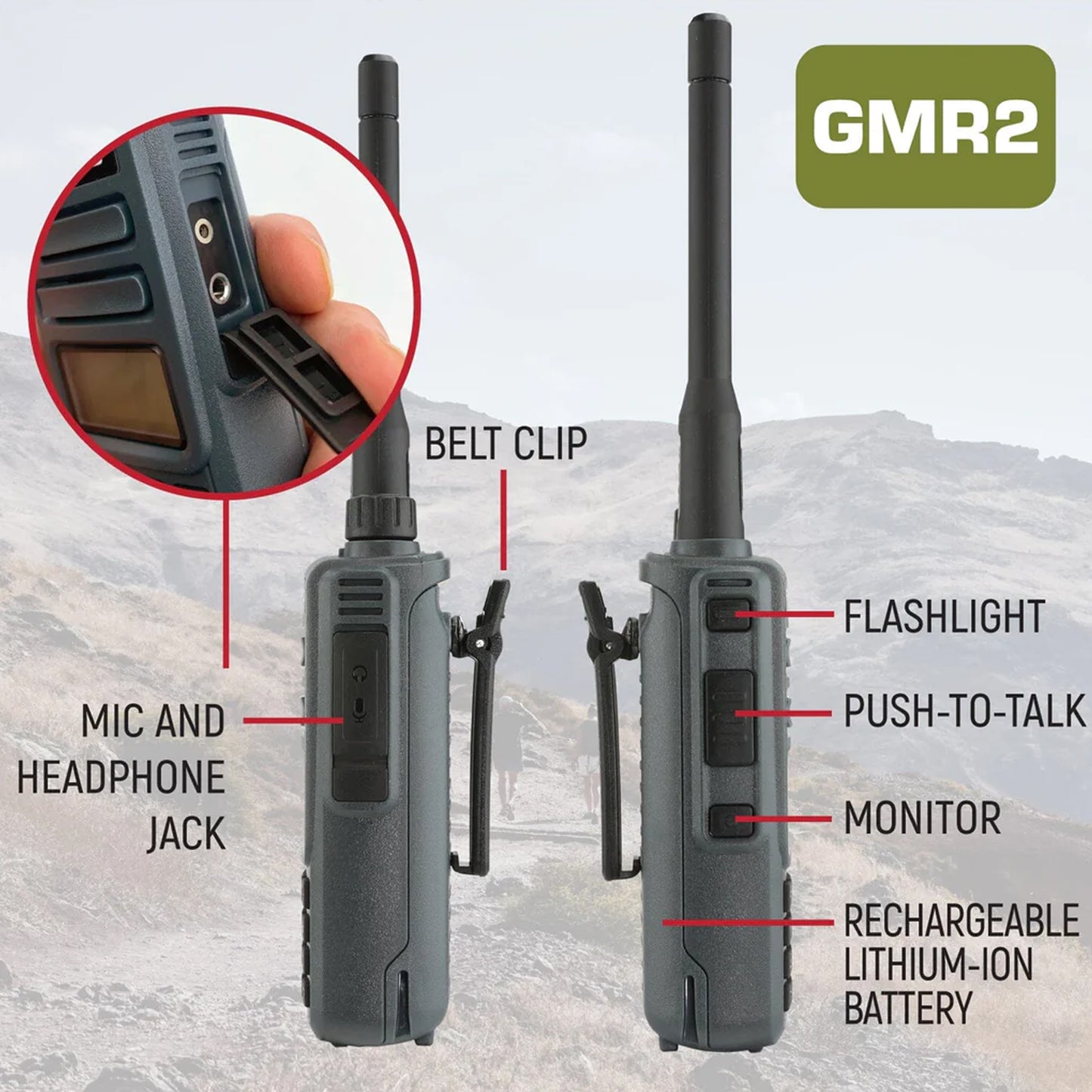 Rugged GMR2 GMRS/FRS Handheld Radio - Grey