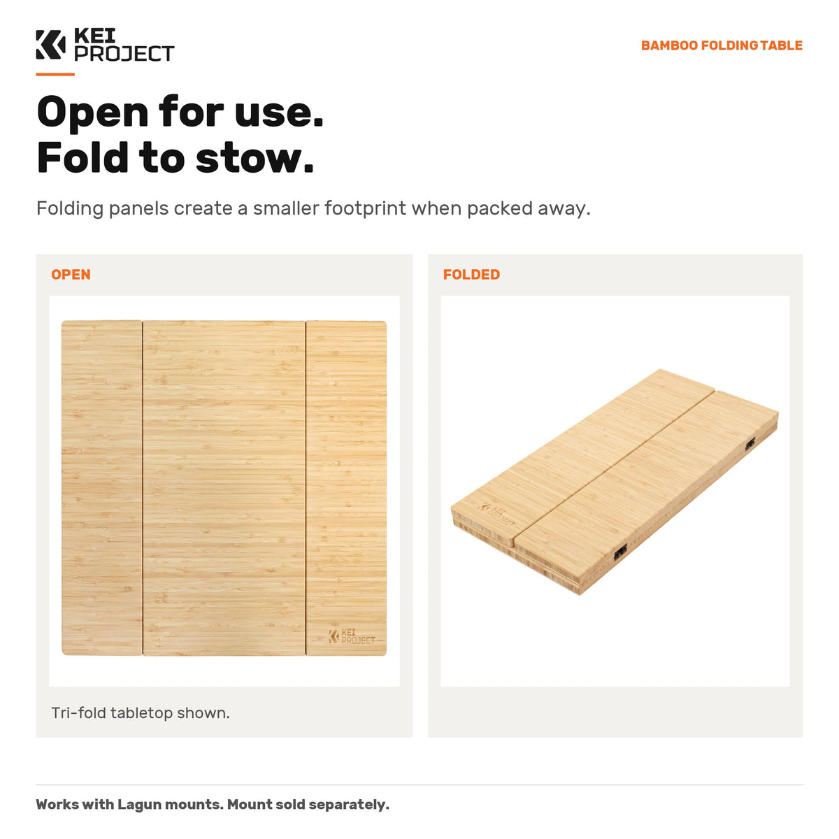 Bamboo Folding Table for Camper Vans – Cup Holder or Tri-Fold