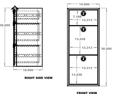 15" Three Drawer Base Cabinet (Shallow) - 15" x 18" x 36"