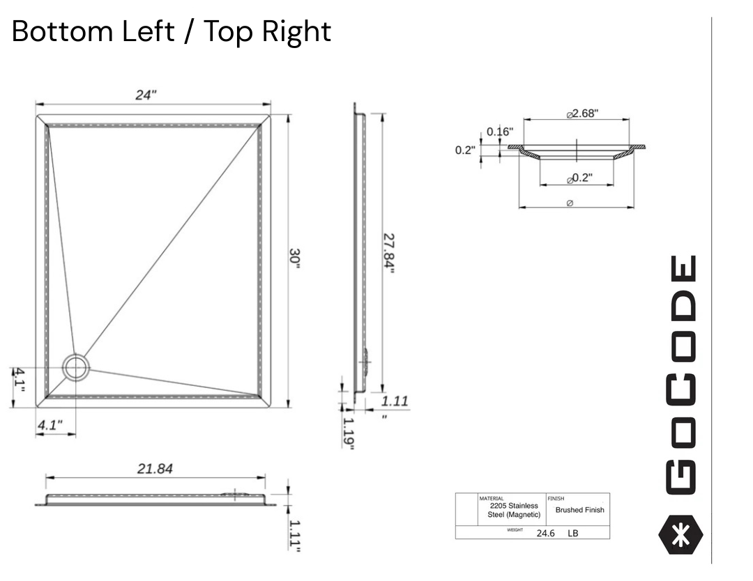 Tetravan In-Floor Shower Pan STAINLESS STEEL