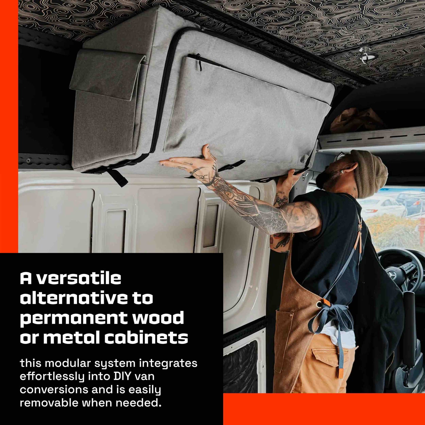 36" Soft Overhead Storage Cabinet for Camper and Cargo Vans