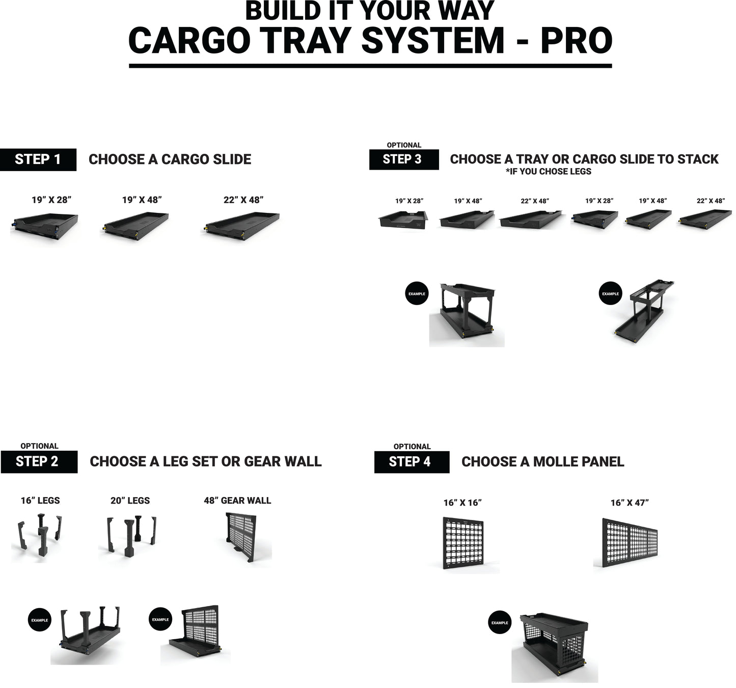 Cargo Tray System Pro - 16" LEGS ONLY