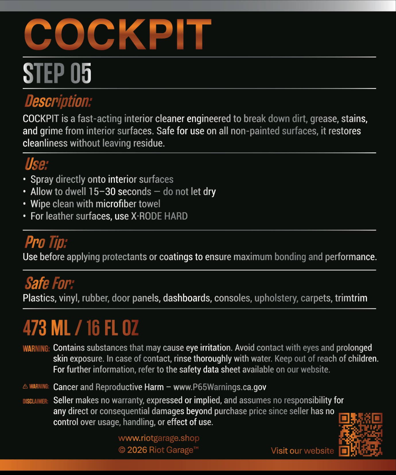 Step 05: COCKPIT - Interior Cleaner