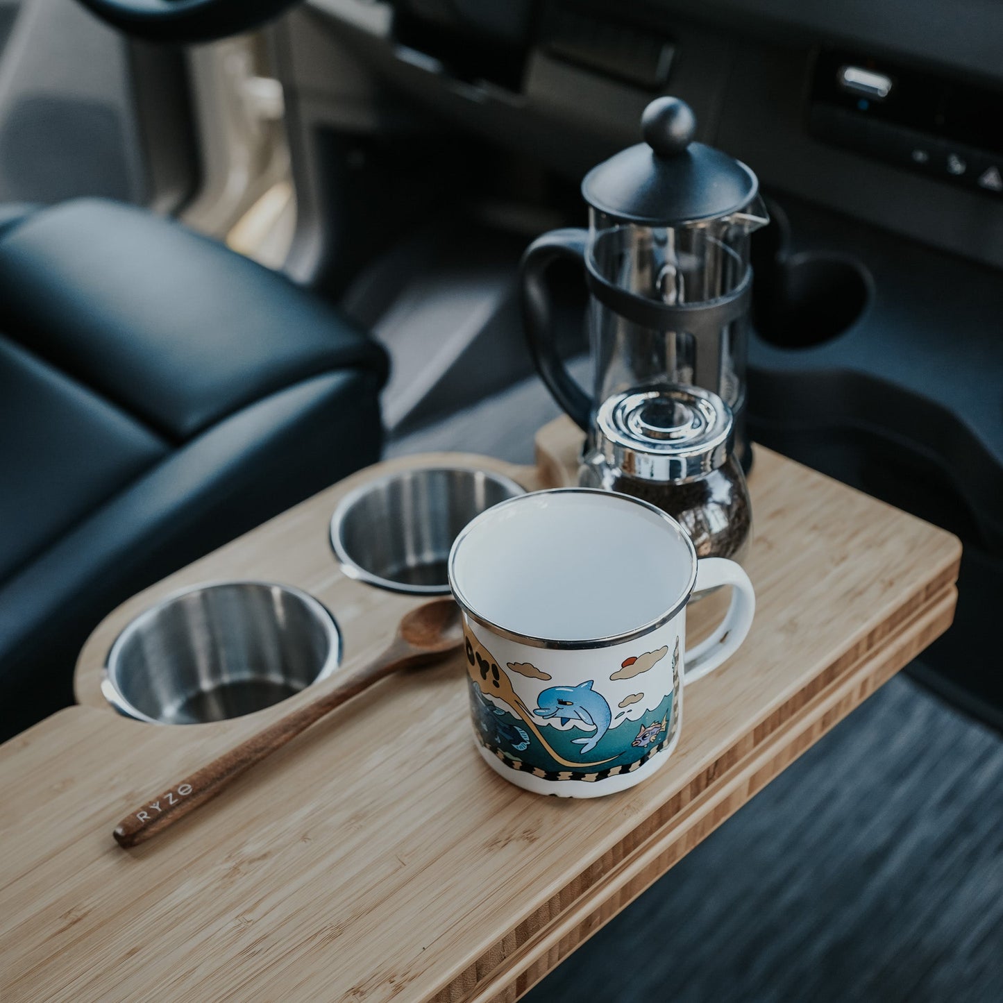 Bamboo Folding Table with Cup Holders