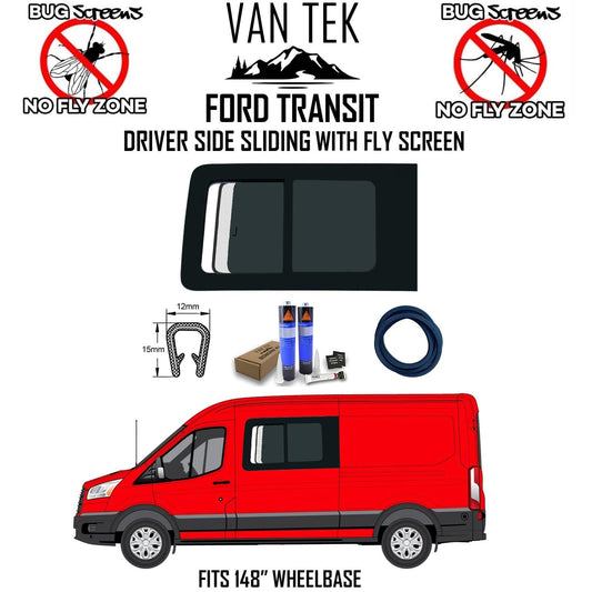 Ford Transit SLIDING Window WITH FLY SCREEN And BLIND – Driver Side