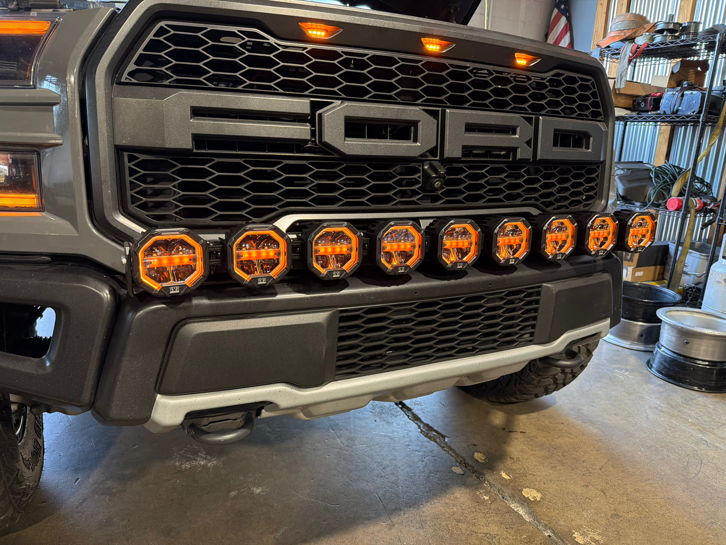 9 Light U-Con Interlocking Off Road LED Pod With Amber or White DRL Running Light