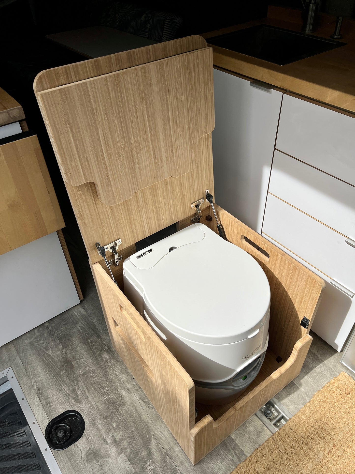 Porta Potti 565E/365 Curve Bamboo Toilet Lift top Cabinet Flat Pack Kit
