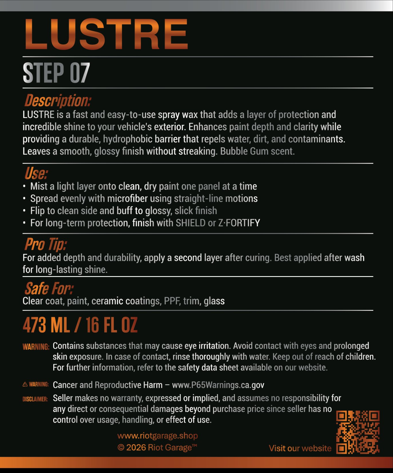 Step 07: LUSTRE - Spray Wax