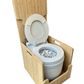 Laveo Dry Flush Portable Waterless Toilet Bamboo Lift top Cabinet Flat Pack Kit