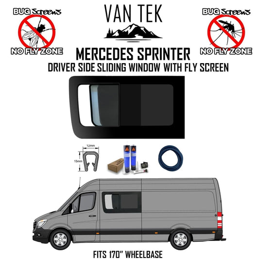 Mercedes Sprinter Driver Side Sliding Window With Fly Screen