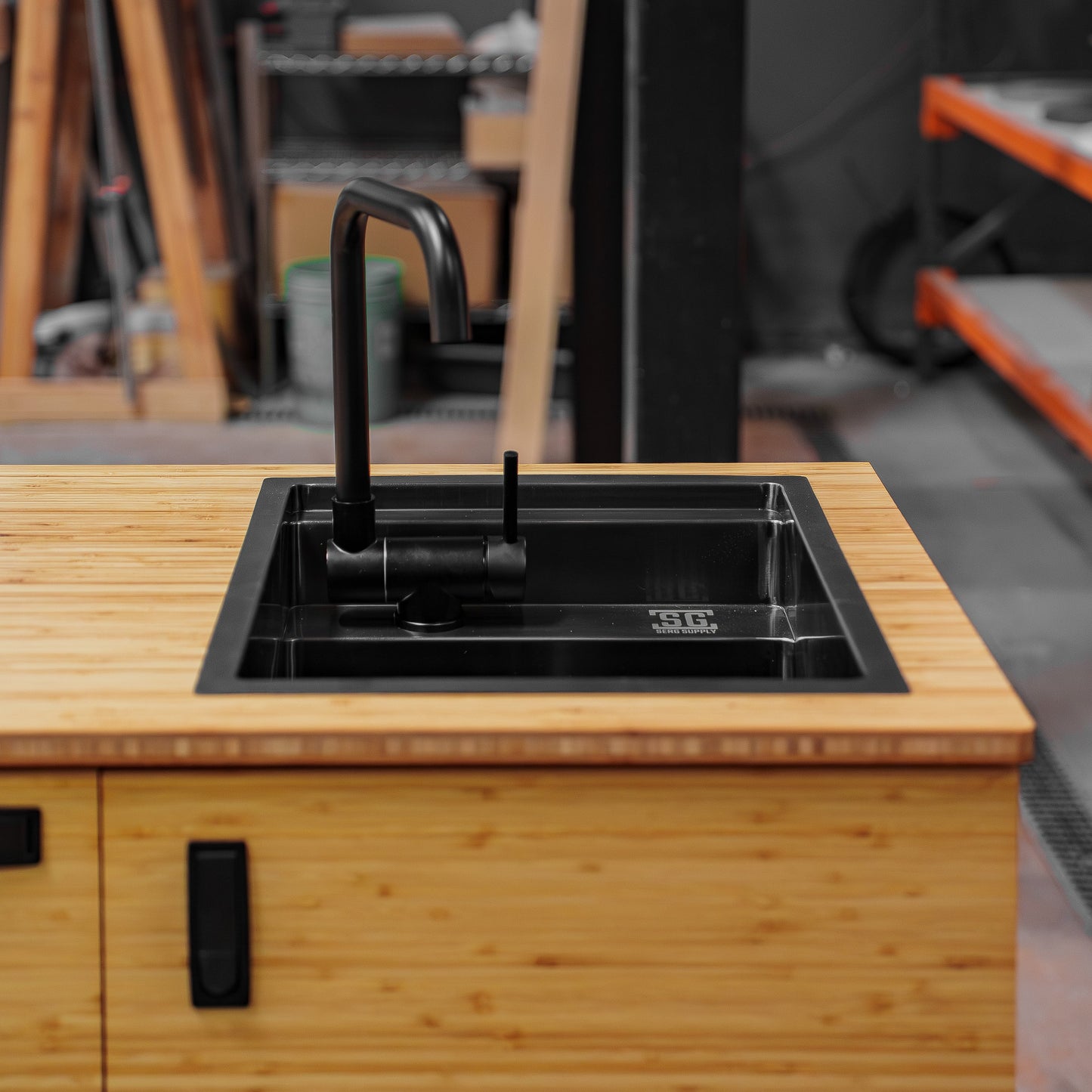 Stainless Steel Sink With Black Nano Coating and Folding Faucet