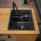 Stainless Steel Sink With Black Nano Coating and Folding Faucet