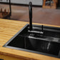 Stainless Steel Sink With Black Nano Coating and Folding Faucet