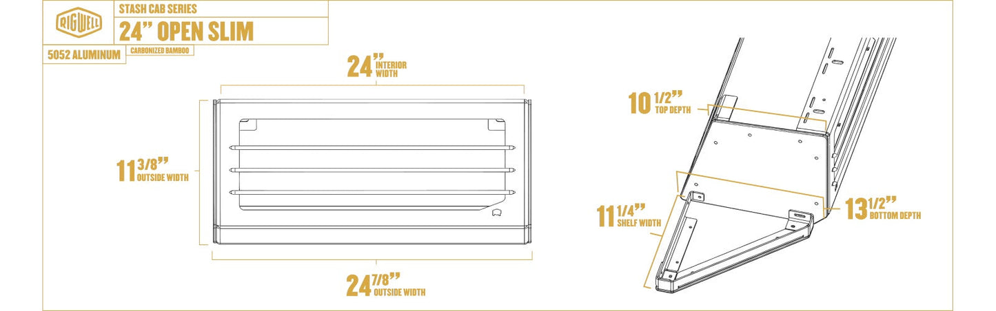 Stash Cab - 24" Open Slim for Sprinter, Transit and Promaster Vans