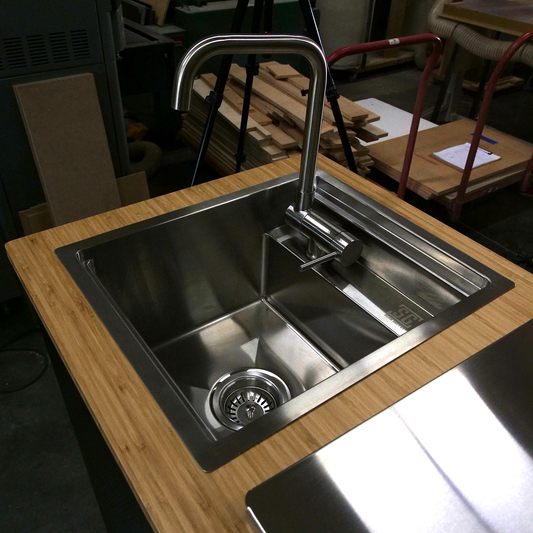 Stainless Steel Sink With Black Nano Coating and Folding Faucet