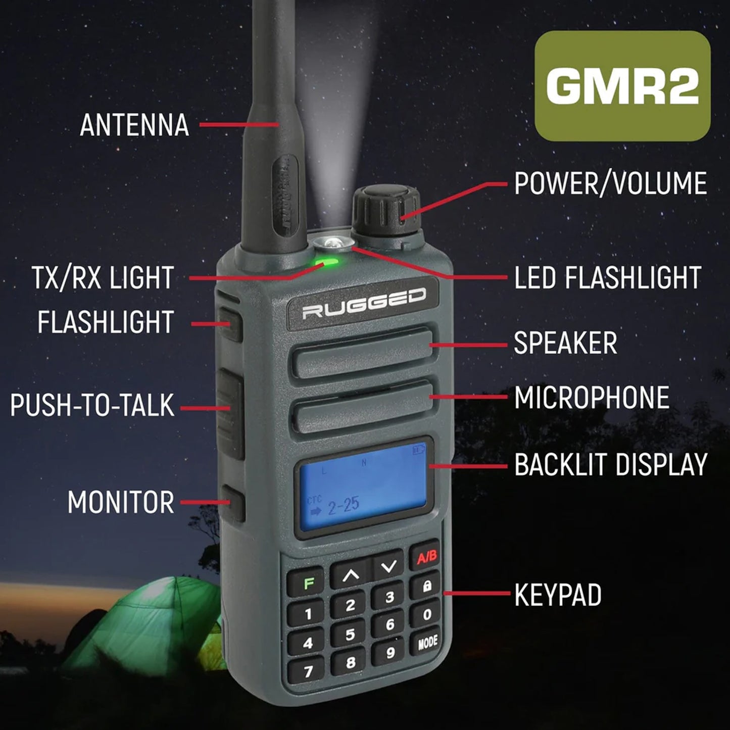 ADVENTURE PACK - Rugged GMR2 GMRS and FRS Hand Held Radios pair