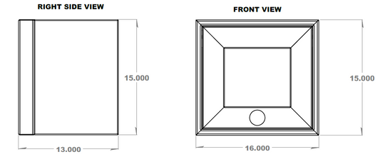 16" Upper Cabinet - Square Back - 16" x 13" x 15"