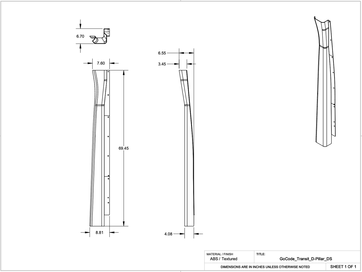 Ford Transit High Roof Rear Trim Kit