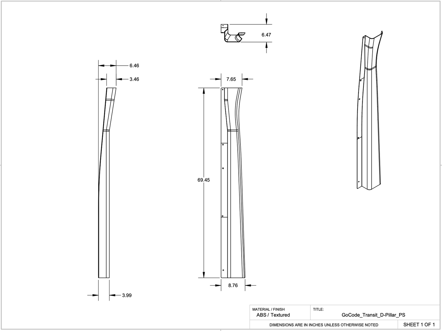 Ford Transit High Roof Rear Trim Kit