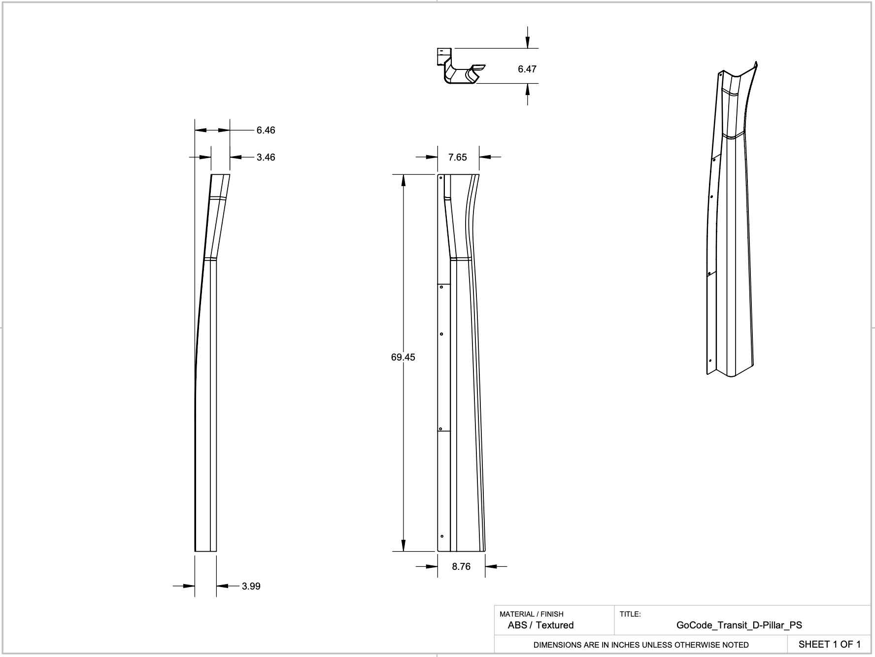 Ford Transit High Roof Rear Trim Kit