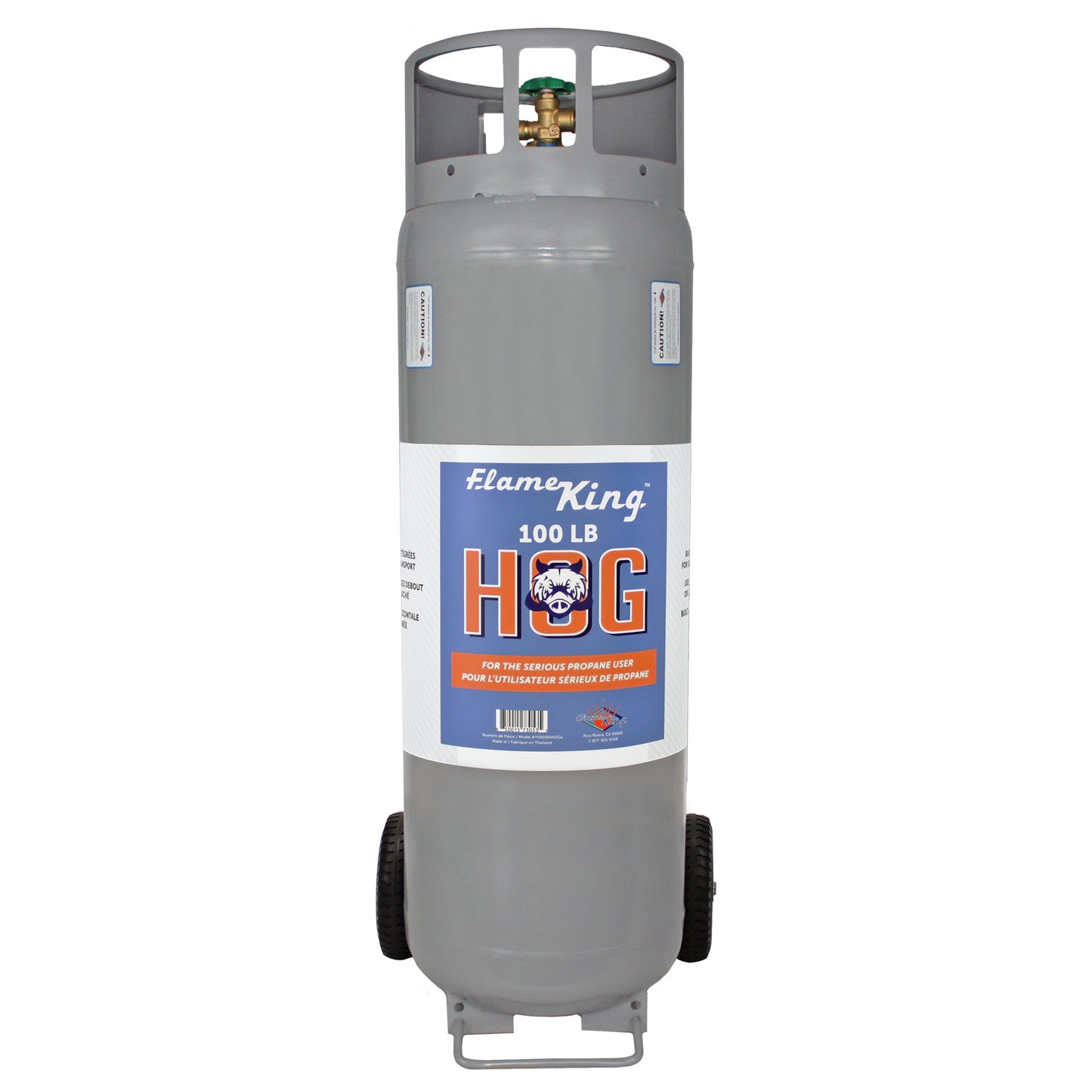 Flame King 100lb Empty Horizontal & Vertical Propane Cylinder with POL & Wheels