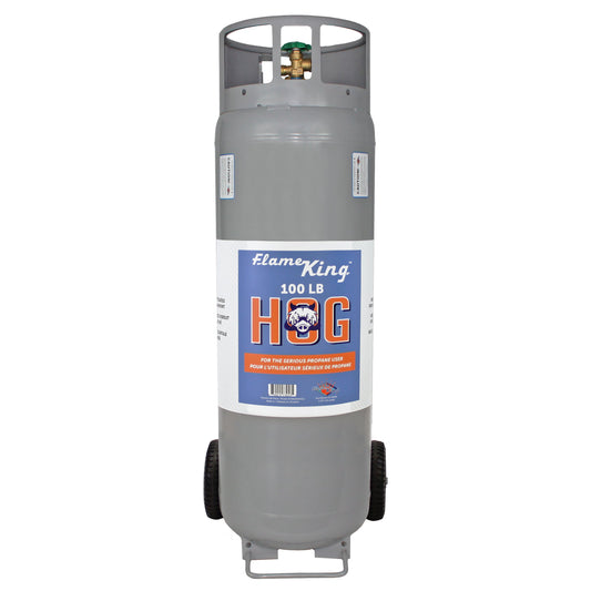 Flame King 100lb Empty Horizontal & Vertical Propane Cylinder with POL & Wheels