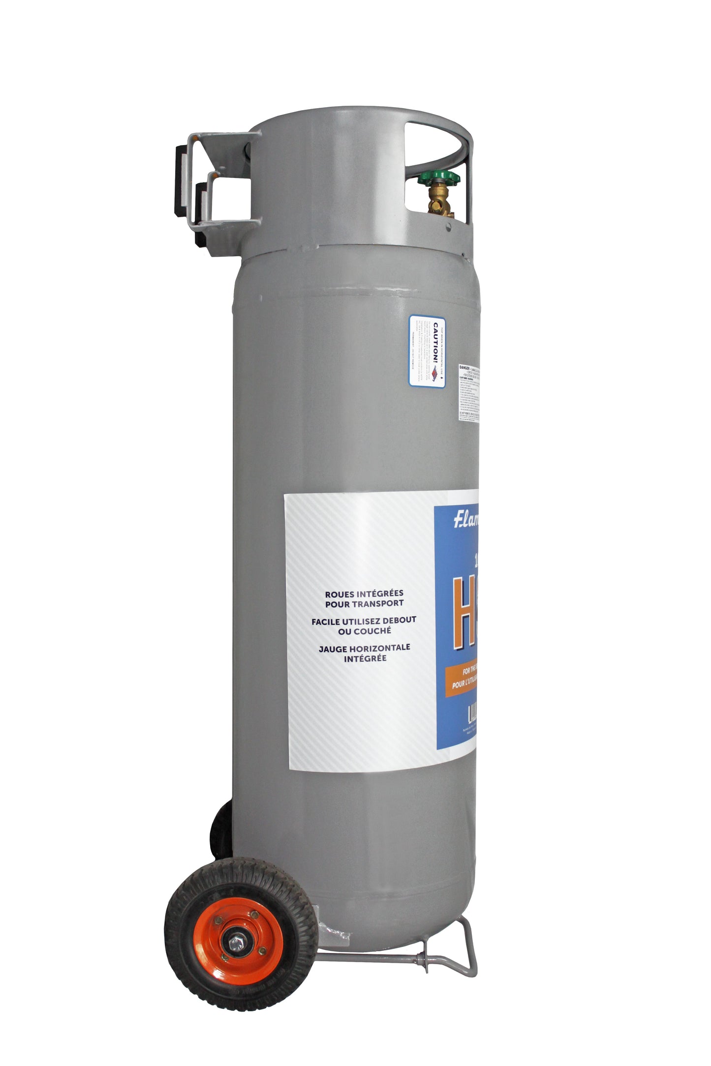 Flame King 100lb Empty Horizontal & Vertical Propane Cylinder with POL & Wheels