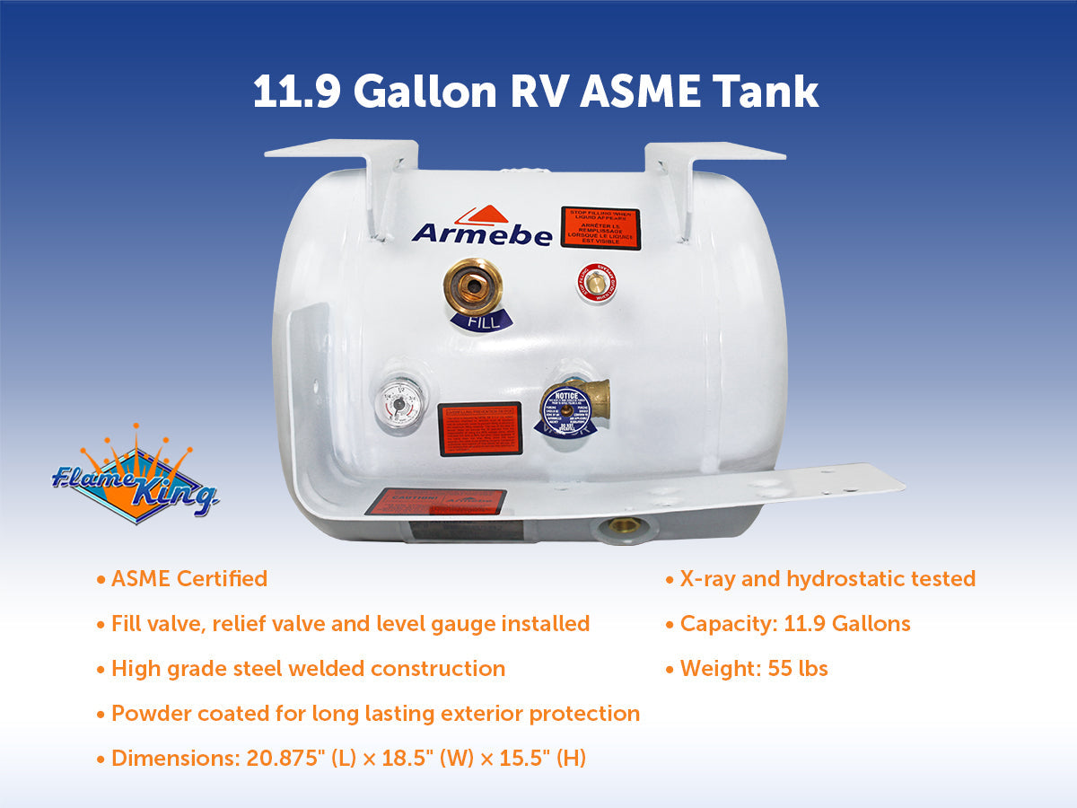 Flame King 11.9 Gal ASME RV Trailer Propane Cylinder Tank