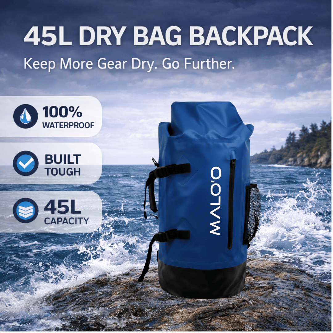 45L Waterproof Backpack – Roll-Top Dry Bag for Travel, Beach & Outdoor Gear