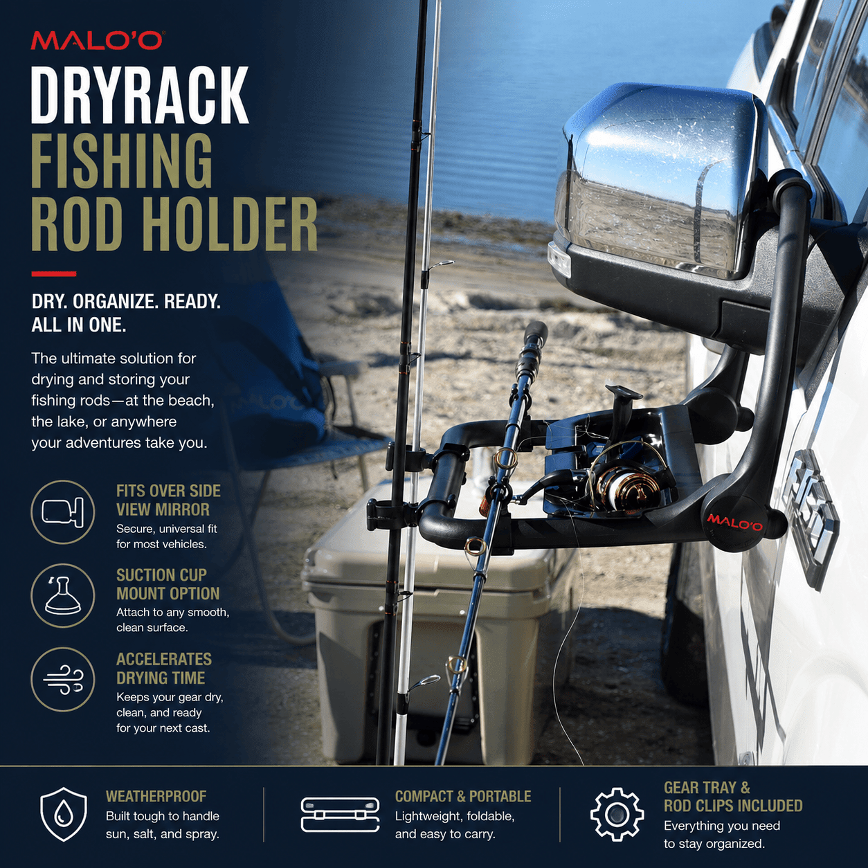 DryRack Fishing Rod Holder – Portable Rod Rack for Vehicle & Outdoor Use
