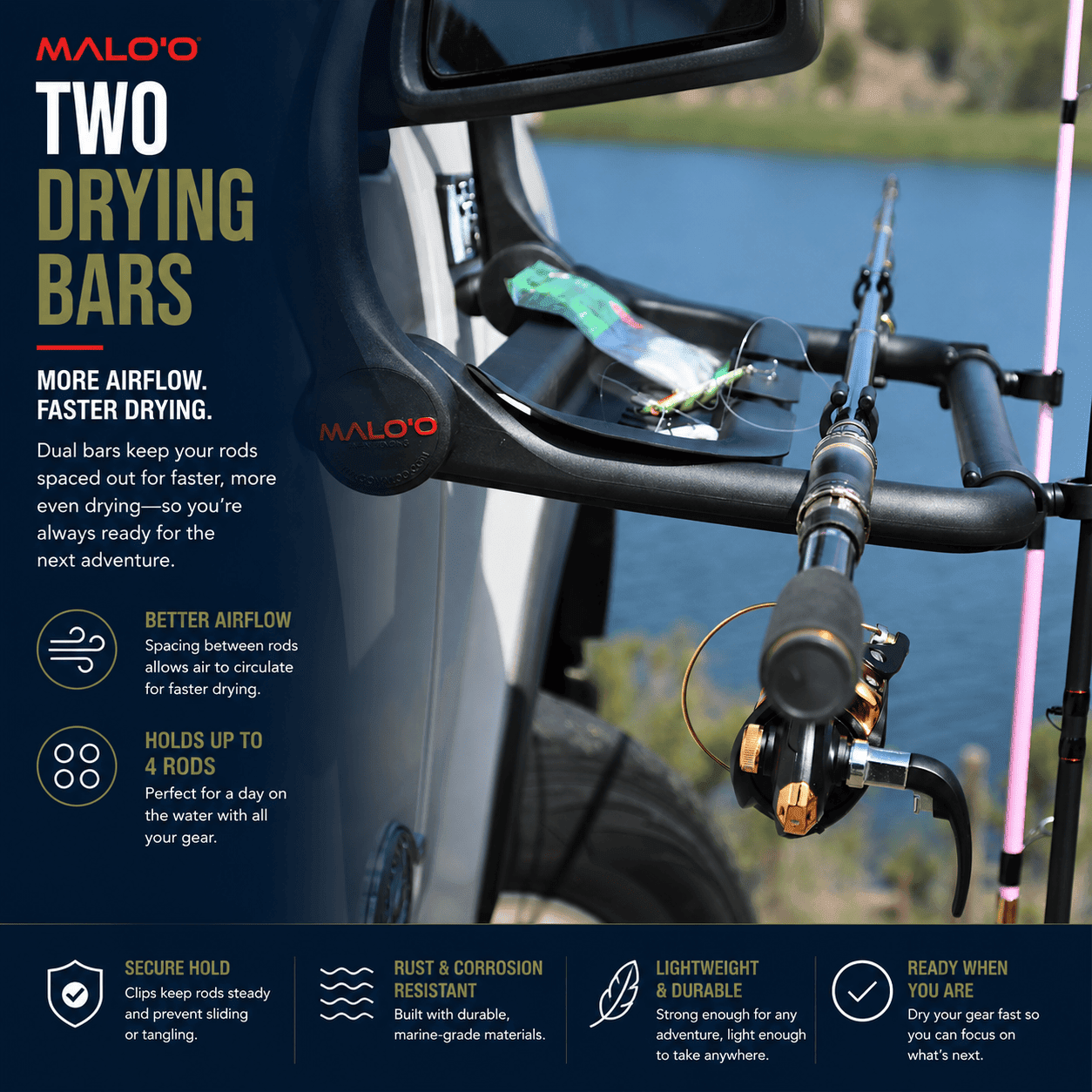 DryRack Fishing Rod Holder – Portable Rod Rack for Vehicle & Outdoor Use