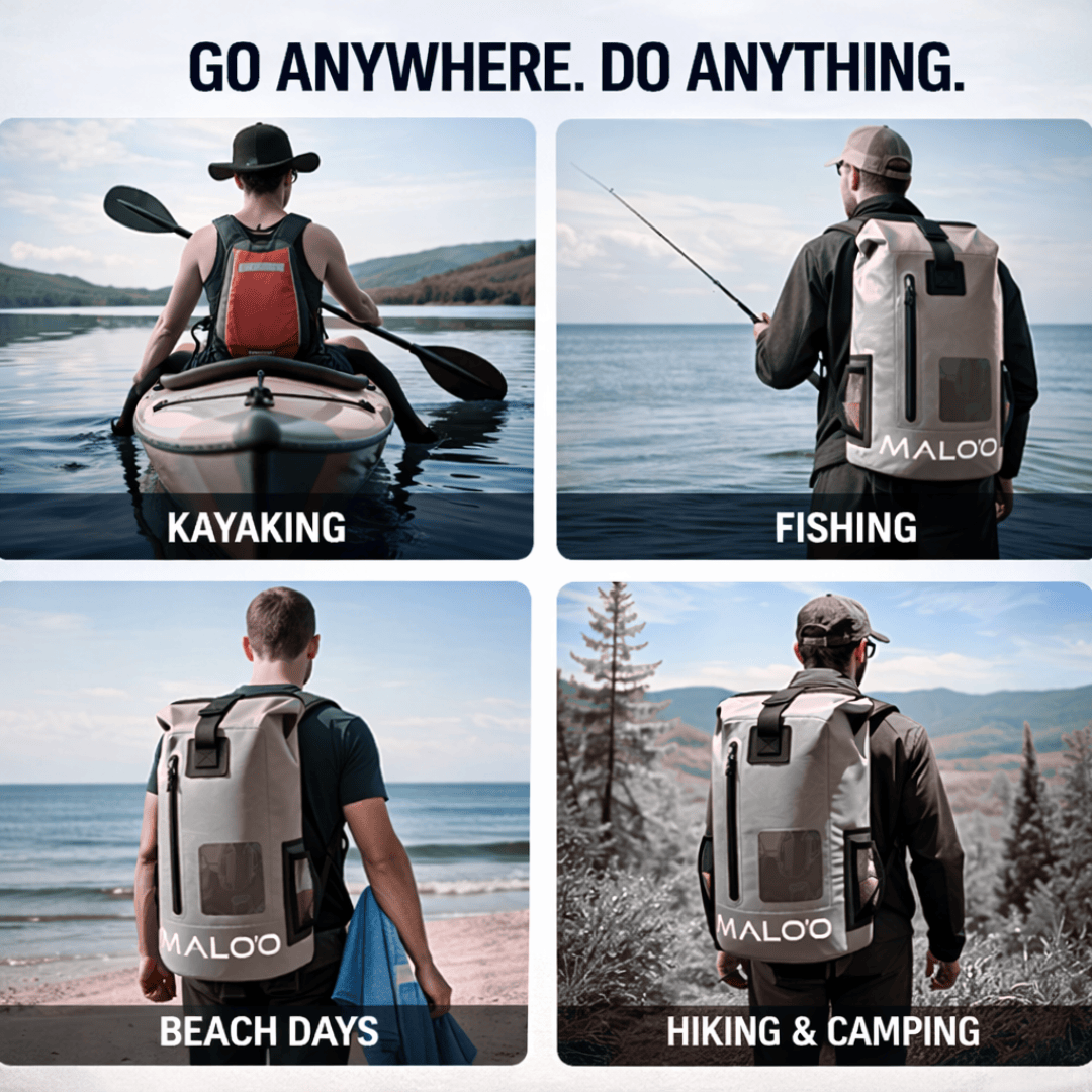 30L Waterproof Backpack – Roll-Top Dry Bag for Beach, Travel & Outdoor Gear