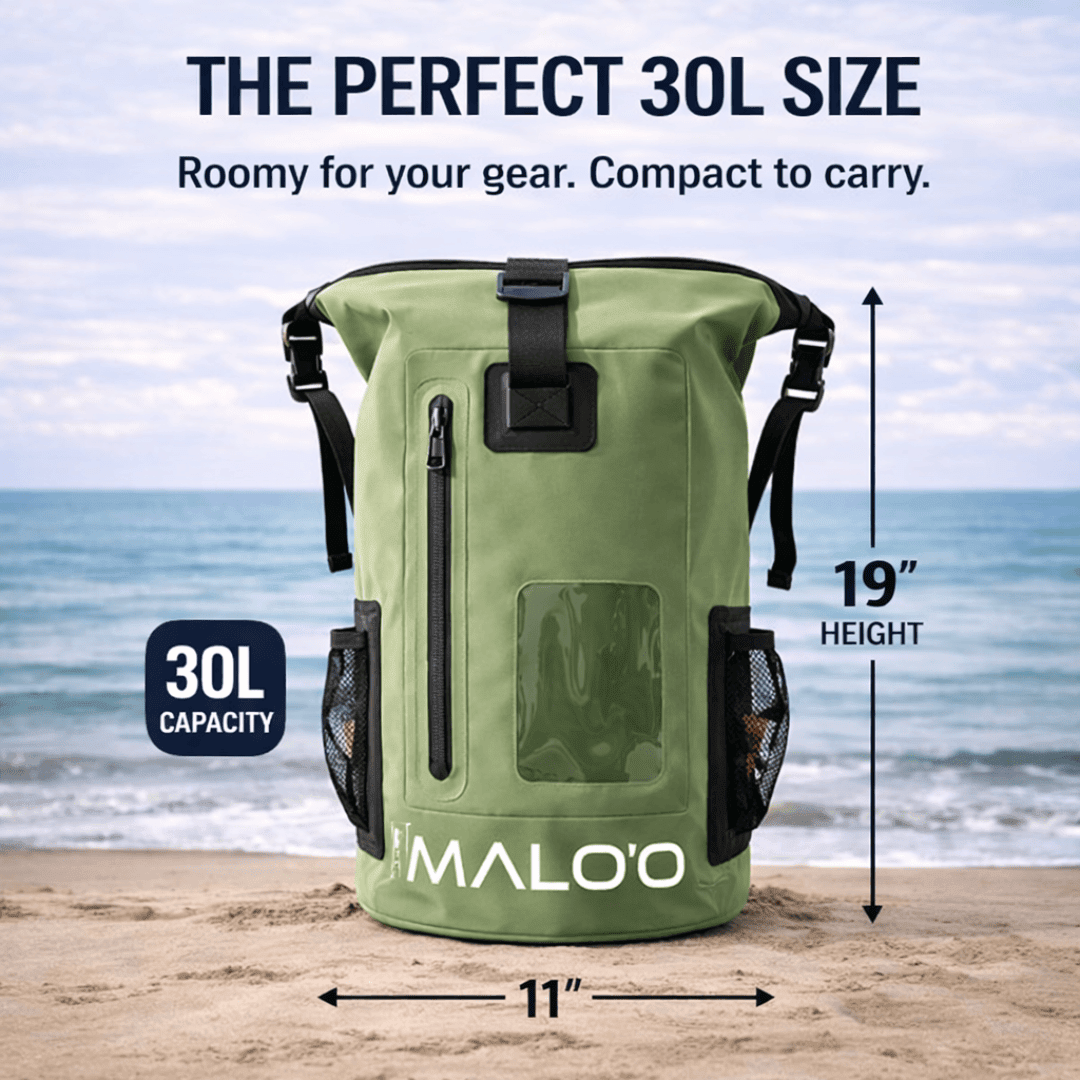 30L Waterproof Backpack – Roll-Top Dry Bag for Beach, Travel & Outdoor Gear