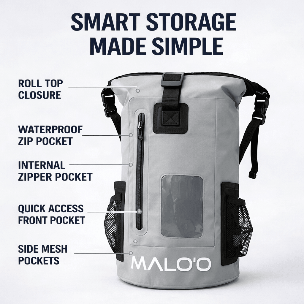 30L Waterproof Backpack – Roll-Top Dry Bag for Beach, Travel & Outdoor Gear