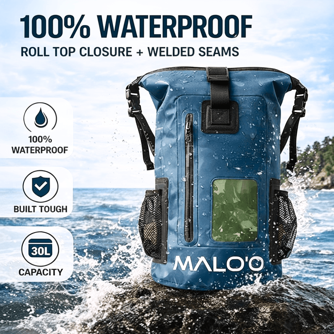 30L Waterproof Backpack – Roll-Top Dry Bag for Beach, Travel & Outdoor Gear