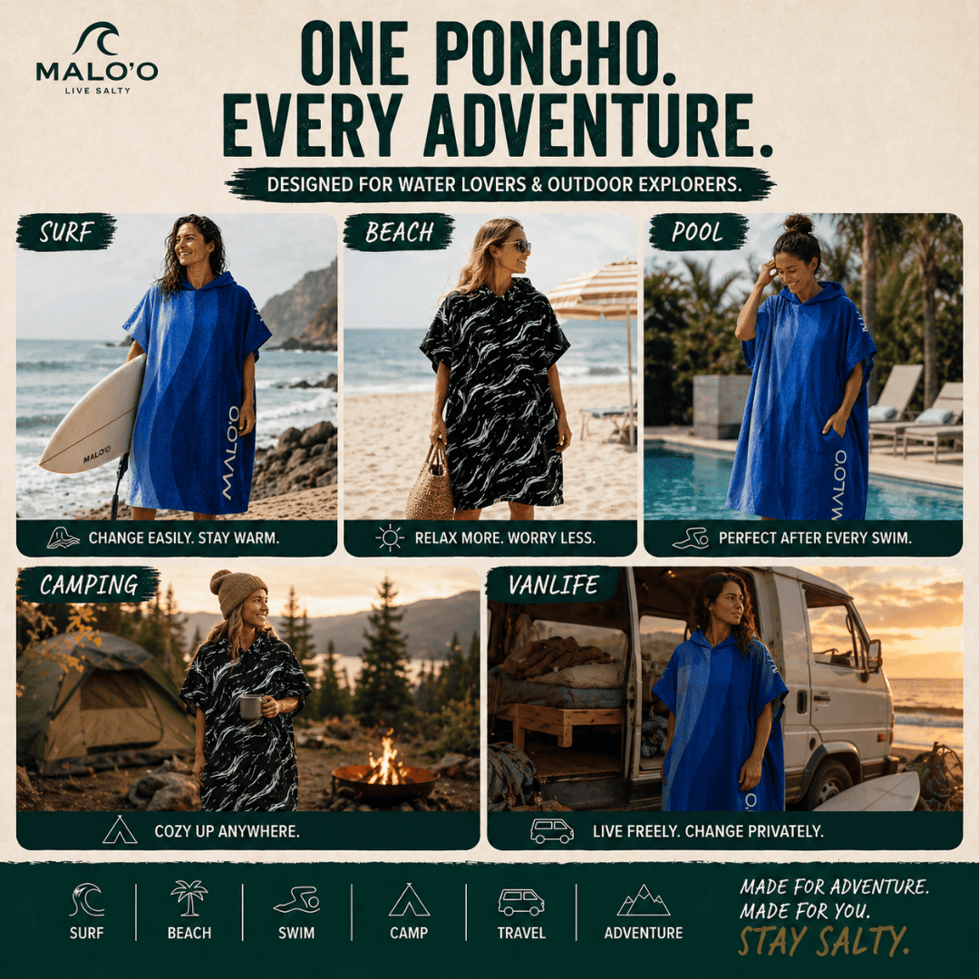 Mehana Changing Poncho – Quick-Dry Surf Poncho & Hooded Towel for Beach & Water Adventures