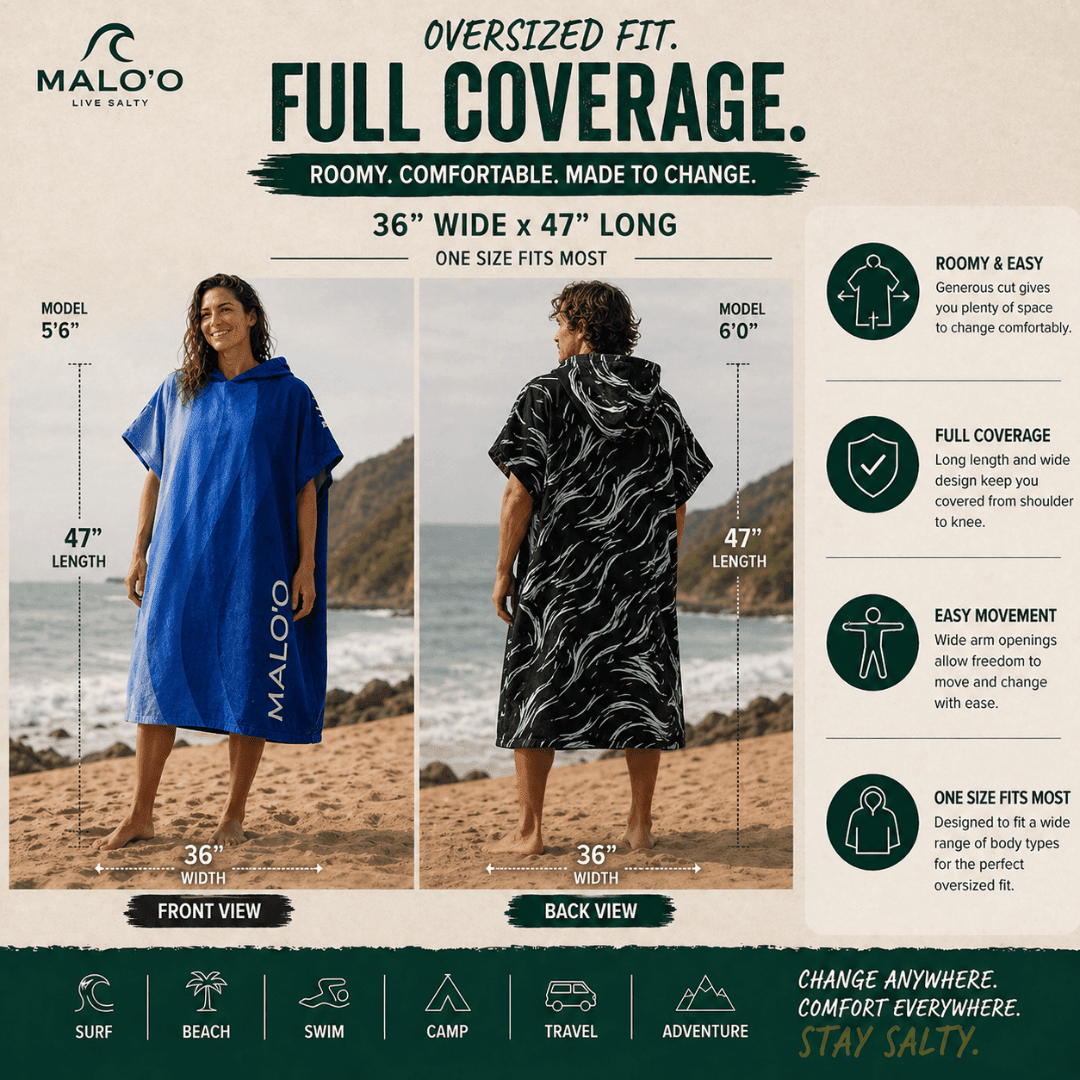 Mehana Changing Poncho – Quick-Dry Surf Poncho & Hooded Towel for Beach & Water Adventures