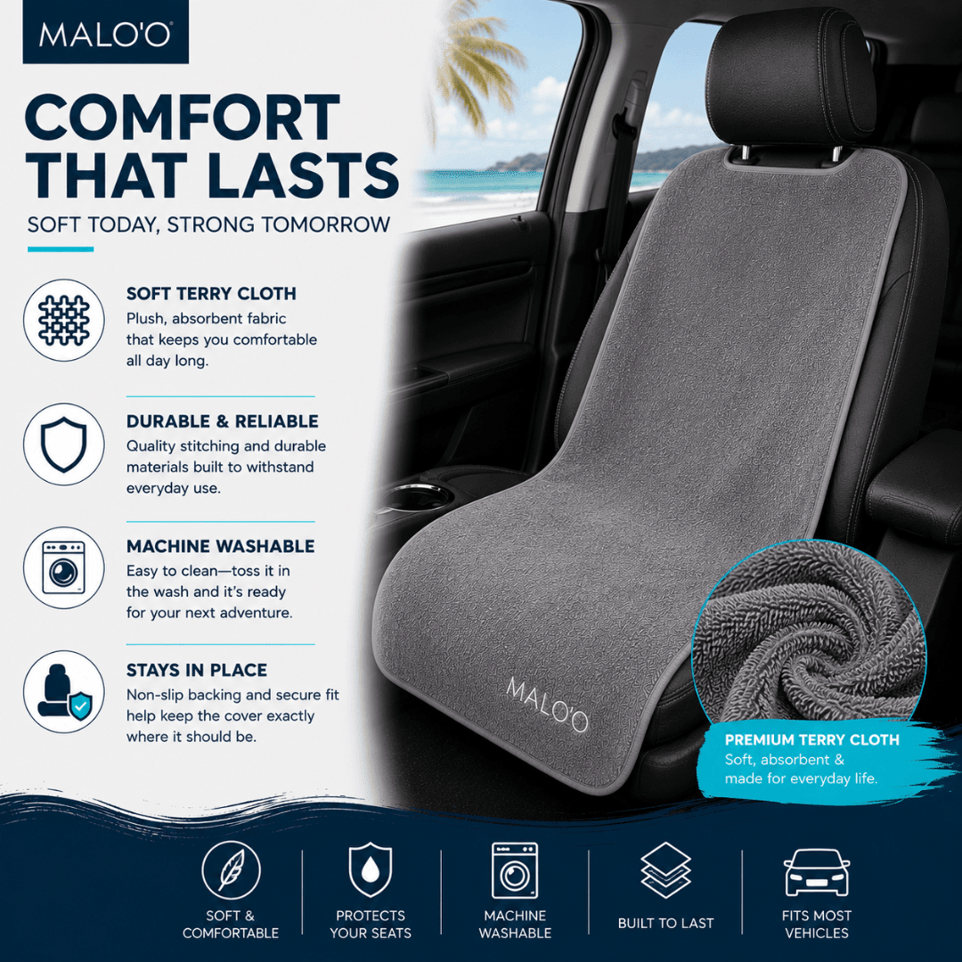 SeatGuard Terry Cloth Seat Cover (2-Pack) – Soft, Absorbent Seat Protector for Beach, Gym & Travel
