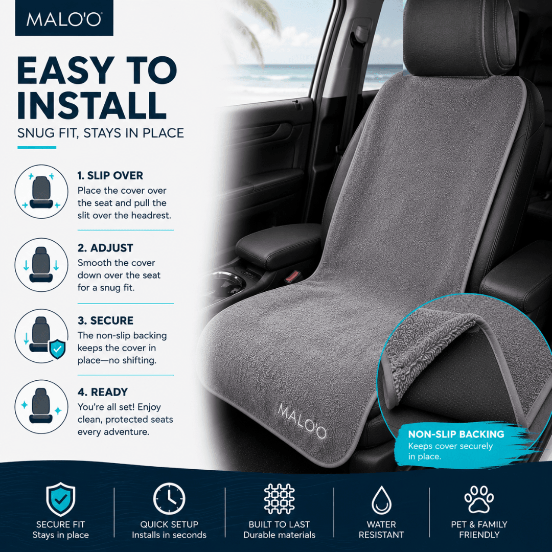 SeatGuard Terry Cloth Seat Cover (2-Pack) – Soft, Absorbent Seat Protector for Beach, Gym & Travel