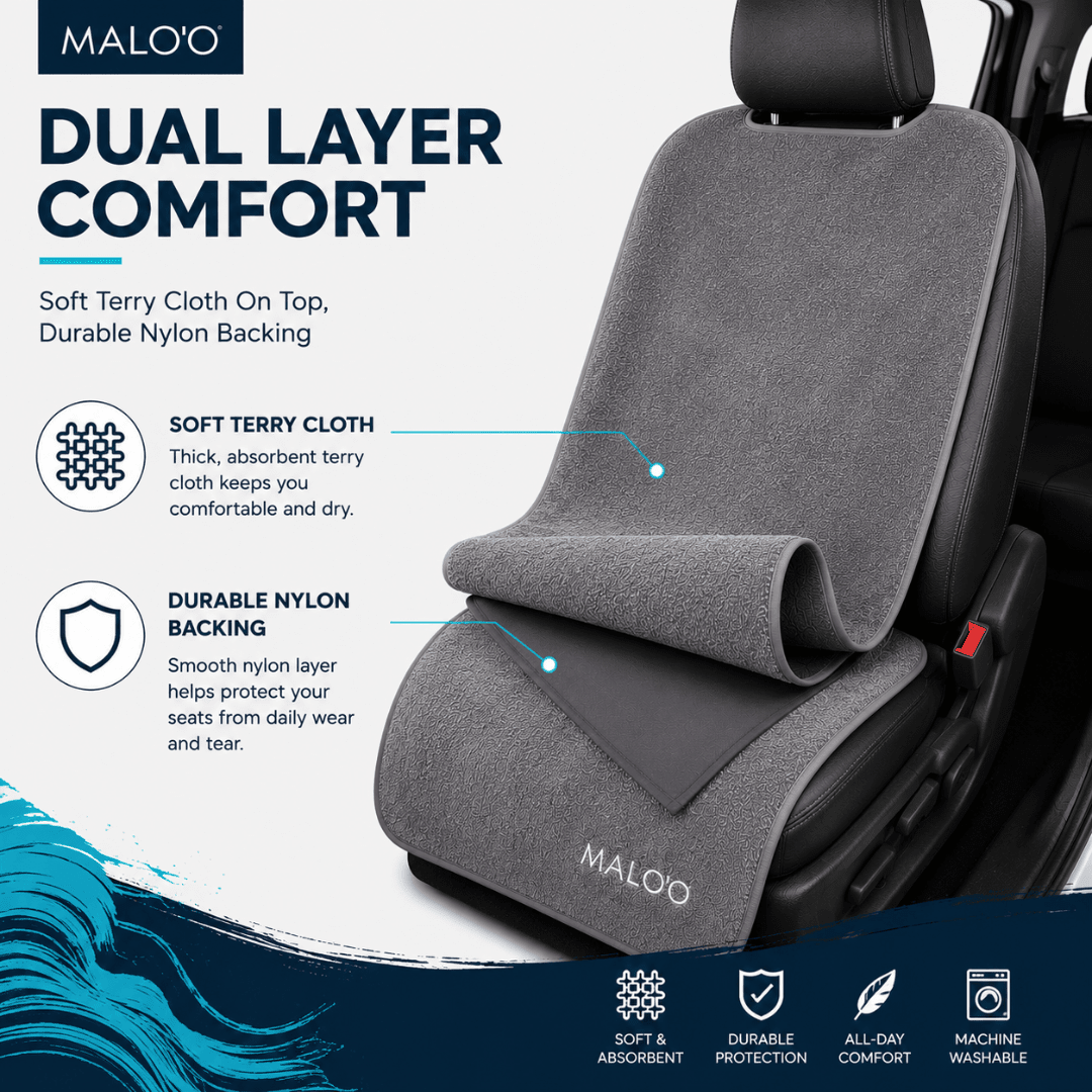 SeatGuard Terry Cloth Seat Cover (2-Pack) – Soft, Absorbent Seat Protector for Beach, Gym & Travel