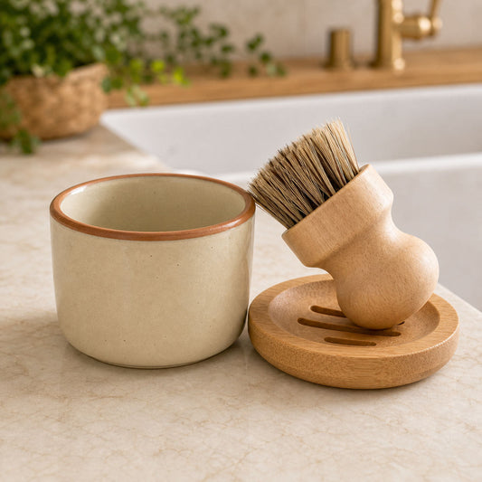 Solid Dish Soap Jar & Brush
