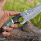 Spark Damascus EDC Knife with Micarta & Pakkawood Handle
