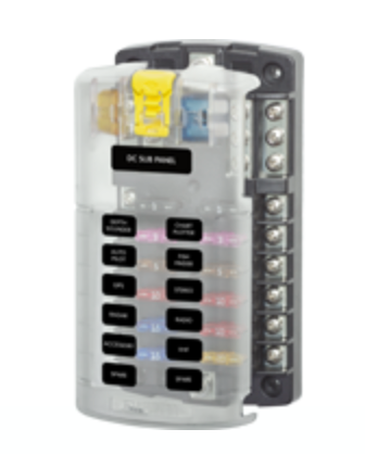 ST Blade Fuse Block - 12 Circuits with Negative Bus and Cover
